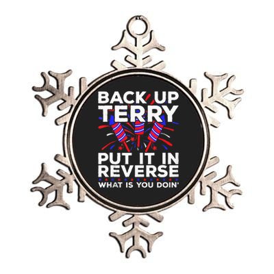 Back Up Terry Put It In Reverse Funny July 4th Firework Meme Metallic Star Ornament