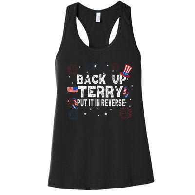 Back Up Terry Put It In Reverse Funny 4th Of July Women's Racerback Tank