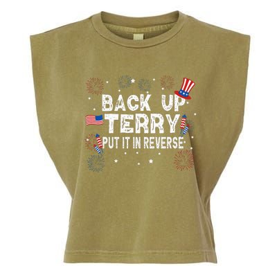 Back Up Terry Put It In Reverse Funny 4th Of July Garment-Dyed Women's Muscle Tee