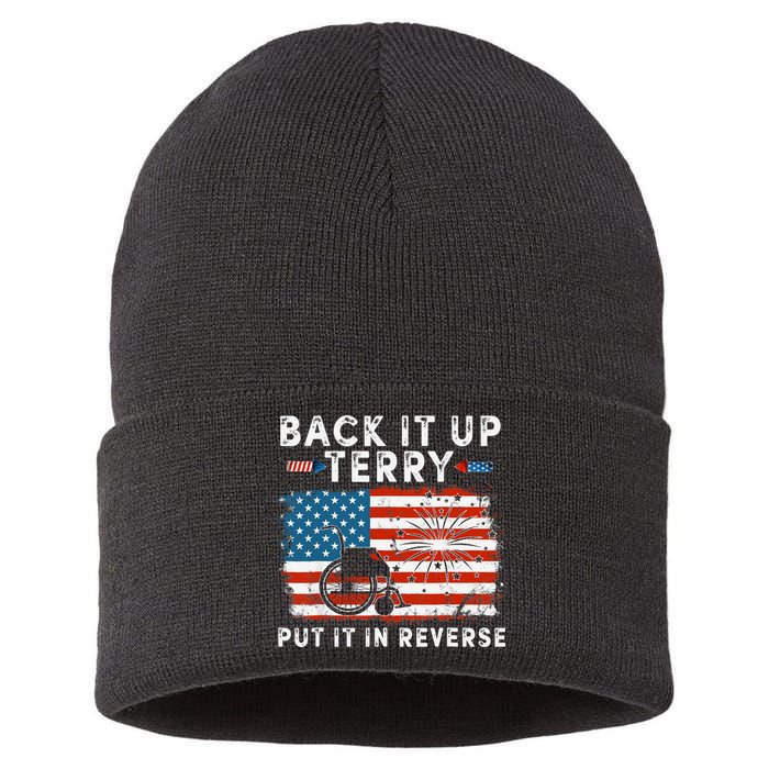Back Up Terry Put It In Reverse Firework Funny 4th Of July Sustainable Knit Beanie