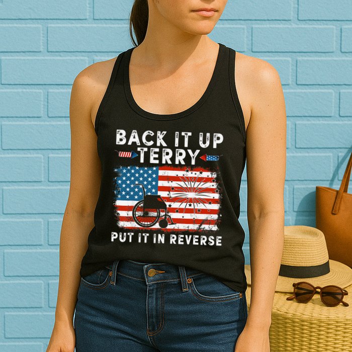 Back Up Terry Put It In Reverse Firework Funny 4th Of July Womens Tank Top