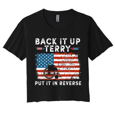 Back Up Terry Put It In Reverse Firework Funny 4th Of July Crop Top