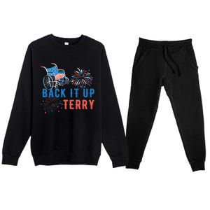 Back Up Terry Put It In Reverse Fireworks Independence Day Great Gift Premium Crewneck Sweatsuit Set