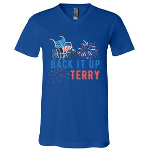 Back Up Terry Put It In Reverse Fireworks Independence Day Great Gift V-Neck T-Shirt