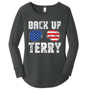 Back Up Terry American Flag USA 4th Of July Sunglasses Women's Perfect Tri Tunic Long Sleeve Shirt