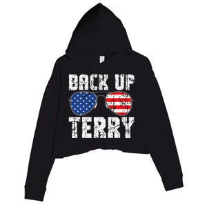 Back Up Terry American Flag USA 4th Of July Sunglasses Crop Fleece Hoodie