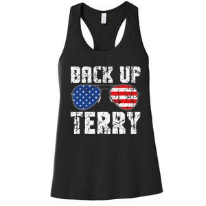 Back Up Terry American Flag USA 4th Of July Sunglasses Women's Racerback Tank