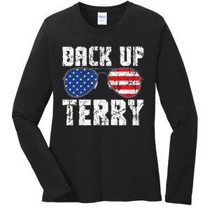 Back Up Terry American Flag USA 4th Of July Sunglasses Ladies Long Sleeve Shirt