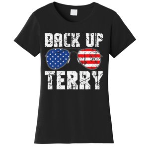 Back Up Terry American Flag USA 4th Of July Sunglasses Women's T-Shirt