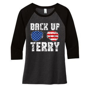 Back Up Terry American Flag USA 4th Of July Sunglasses Women's Tri-Blend 3/4-Sleeve Raglan Shirt