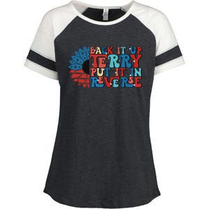 Back Up Terry Put It In Reverse Funny 4th Of July Firework Gift Enza Ladies Jersey Colorblock Tee