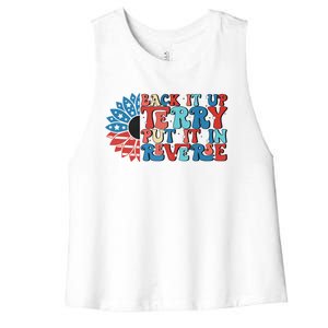 Back Up Terry Put It In Reverse Funny 4th Of July Firework Gift Women's Racerback Cropped Tank