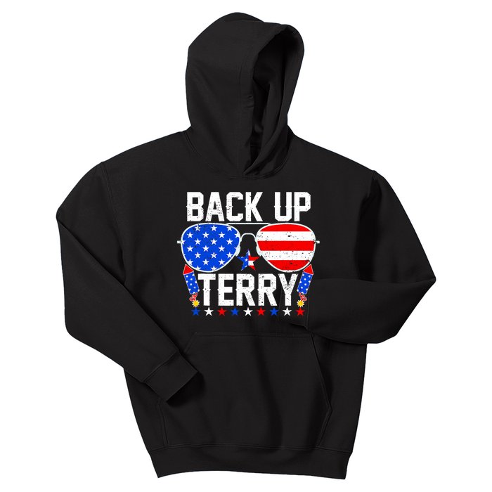 Back Up Terry Funny 4th Of July Us Flag Patriotic Fireworks Kids Hoodie