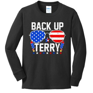 Back Up Terry Funny 4th Of July Us Flag Patriotic Fireworks Kids Long Sleeve Shirt