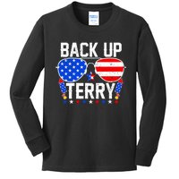 Back Up Terry Funny 4th Of July Us Flag Patriotic Fireworks Kids Long Sleeve Shirt