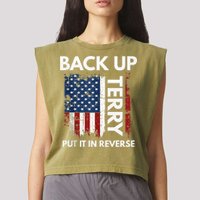 Back Up Terry Put It In Reverse Funny 4th of July Garment-Dyed Women's Muscle Tee