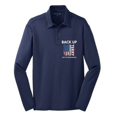 Back Up Terry Put It In Reverse Funny 4th of July Silk Touch Performance Long Sleeve Polo