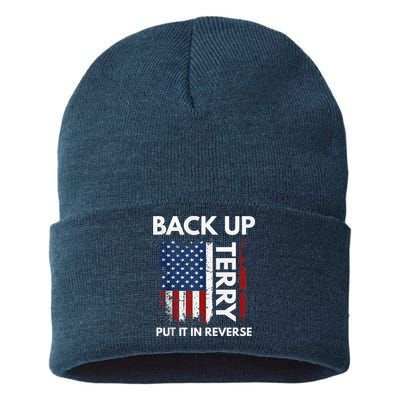 Back Up Terry Put It In Reverse Funny 4th of July Sustainable Knit Beanie