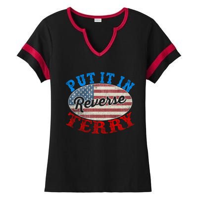 Back Up Terry Put It In Reverse 4th Of July American Flag Meaningful Gift Ladies Halftime Notch Neck Tee