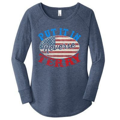 Back Up Terry Put It In Reverse 4th Of July American Flag Meaningful Gift Women's Perfect Tri Tunic Long Sleeve Shirt