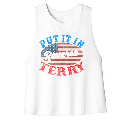 Back Up Terry Put It In Reverse 4th Of July American Flag Meaningful Gift Women's Racerback Cropped Tank