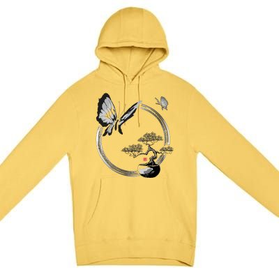 Butterflies And Bonzai Tree Japanese Ink Premium Pullover Hoodie