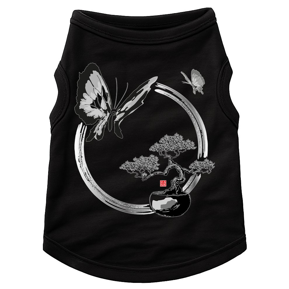 Butterflies And Bonzai Tree Japanese Ink Doggie Tank