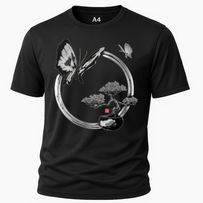 Butterflies And Bonzai Tree Japanese Ink Performance Shirt