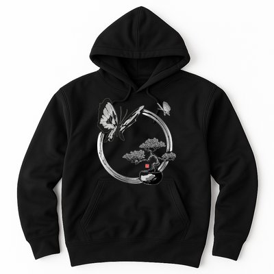 Butterflies And Bonzai Tree Japanese Ink Hoodie