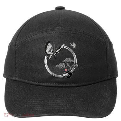 Butterflies And Bonzai Tree Japanese Ink 7-Panel Snapback Hat