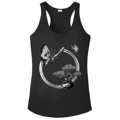 Butterflies And Bonzai Tree Japanese Ink Ladies PosiCharge Competitor Racerback Tank