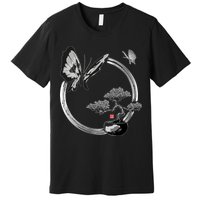 Butterflies And Bonzai Tree Japanese Ink Premium T-Shirt