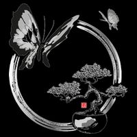 Butterflies And Bonzai Tree Japanese Ink Premium T-Shirt