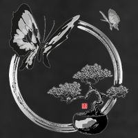 Butterflies And Bonzai Tree Japanese Ink Golf Towel