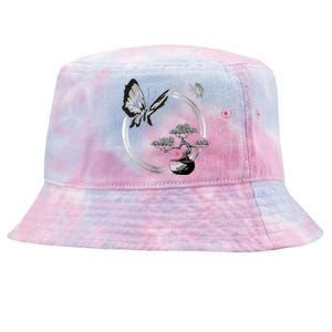 Butterflies And Bonzai Tree Japanese Ink Tie-Dyed Bucket Hat