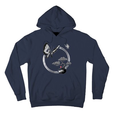 Butterflies And Bonzai Tree Japanese Ink Hoodie