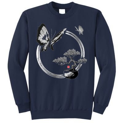 Butterflies And Bonzai Tree Japanese Ink Sweatshirt