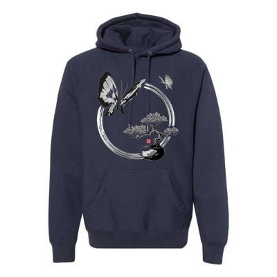 Butterflies And Bonzai Tree Japanese Ink Premium Hoodie