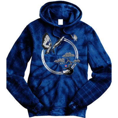 Butterflies And Bonzai Tree Japanese Ink Tie Dye Hoodie