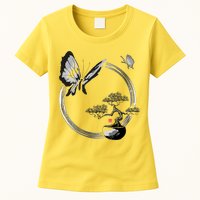 Butterflies And Bonzai Tree Japanese Ink Womens T-Shirt