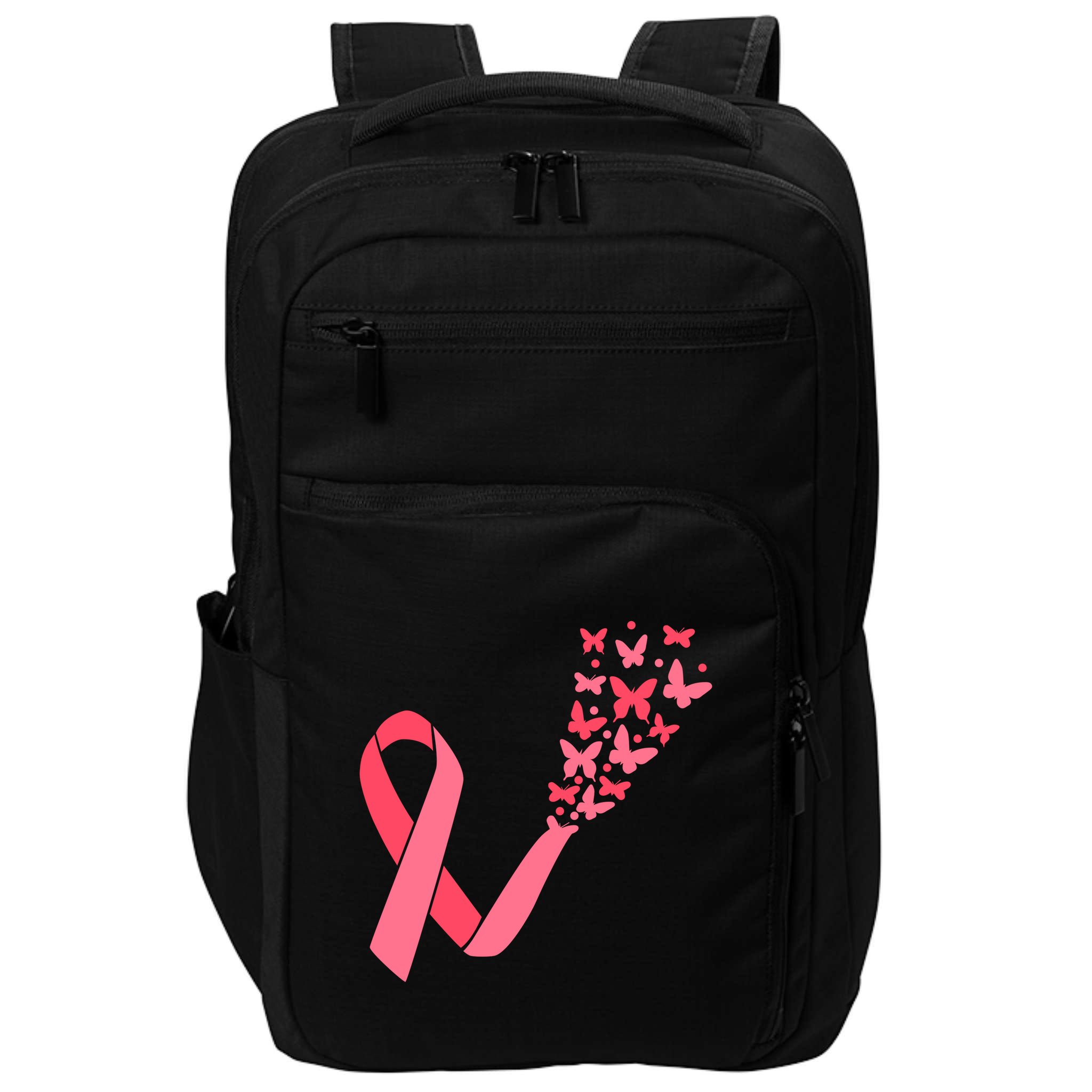 Butterfly Burst Breast Cancer Ribbon Impact Tech Backpack