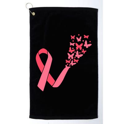Butterfly Burst Breast Cancer Ribbon Golf Towel