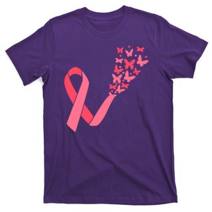 Butterfly Burst Breast Cancer Ribbon T-Shirt