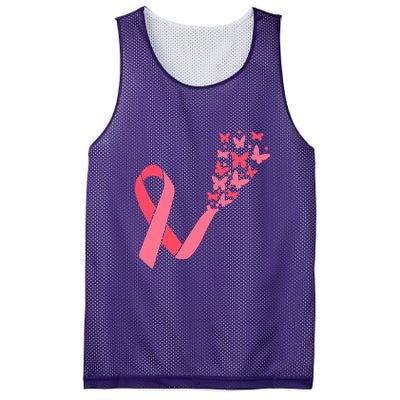 Butterfly Burst Breast Cancer Ribbon Mesh Reversible Basketball Jersey Tank