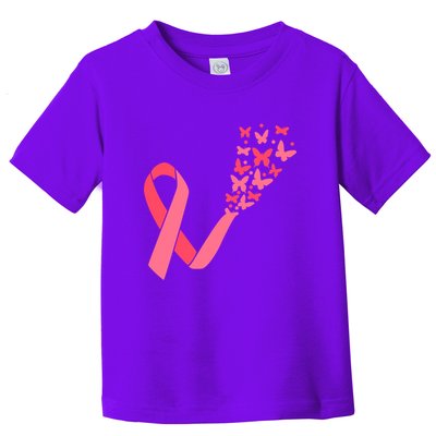 Butterfly Burst Breast Cancer Ribbon Toddler T-Shirt
