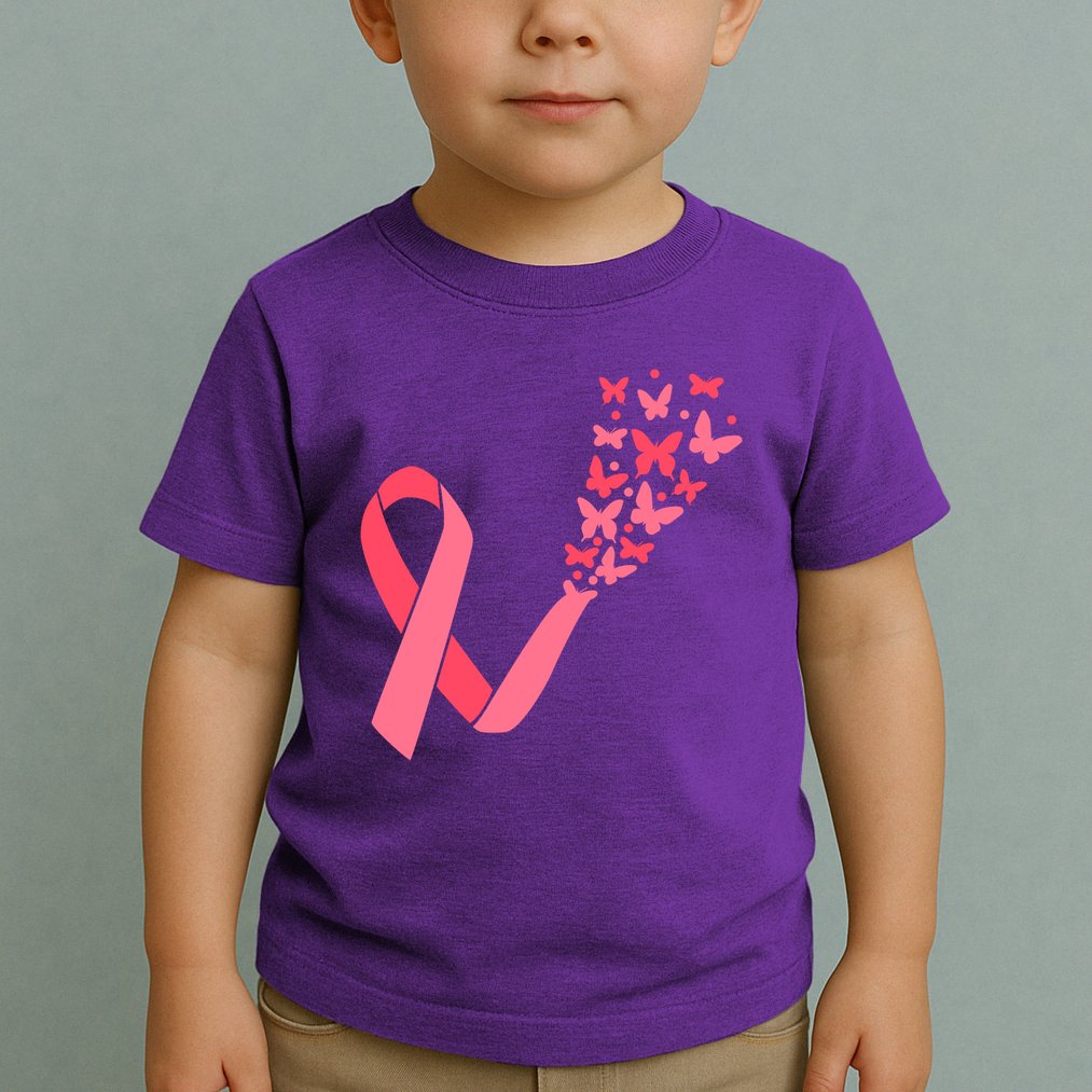 Butterfly Burst Breast Cancer Ribbon Toddler T-Shirt