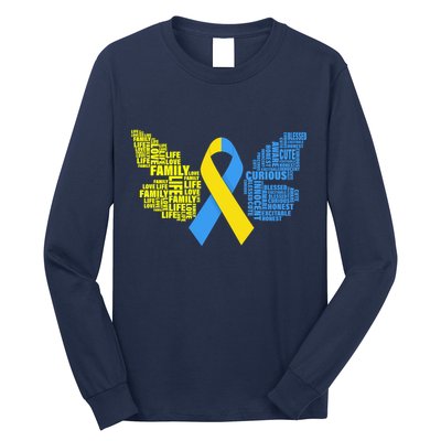 Butterfly Down Syndrome Inspiring Words Long Sleeve Shirt