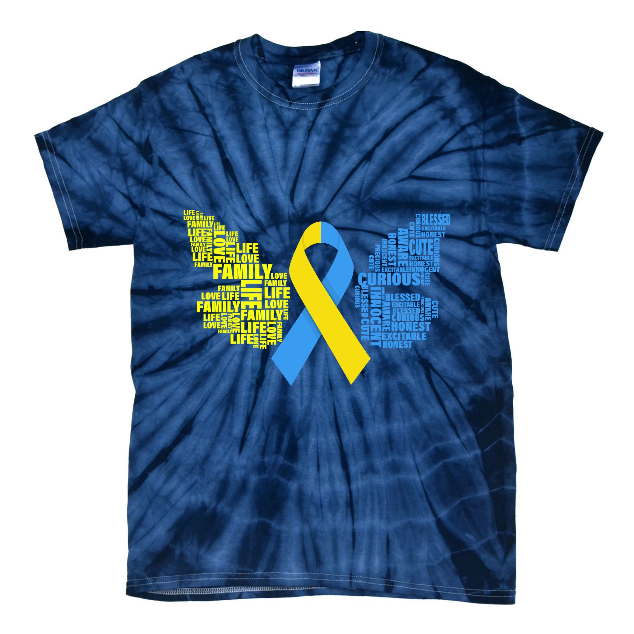 Butterfly Down Syndrome Inspiring Words Tie-Dye T-Shirt