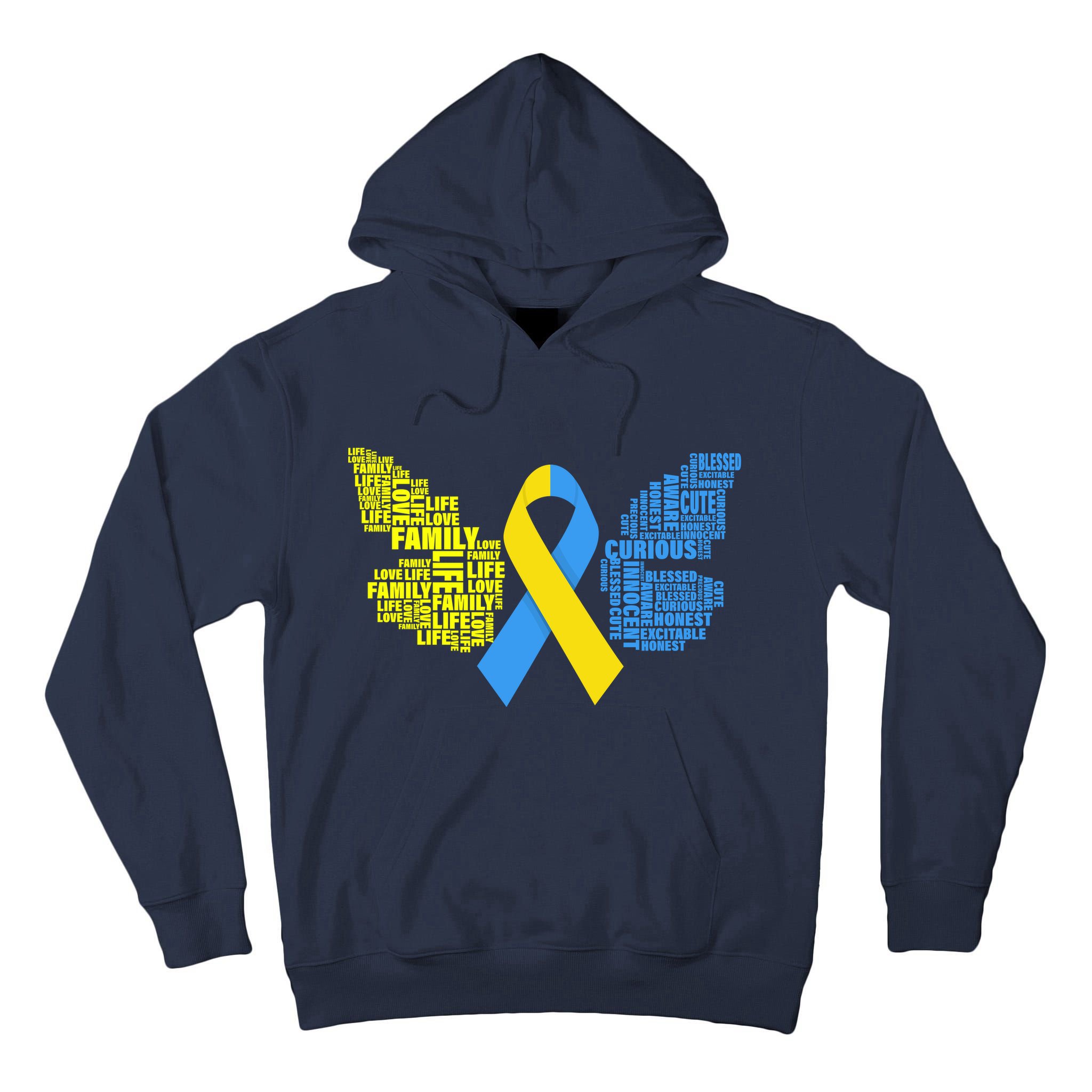 Butterfly Down Syndrome Inspiring Words Tall Hoodie