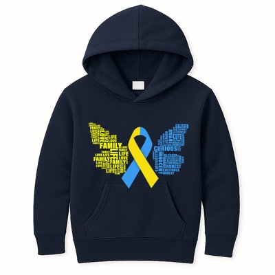 Butterfly Down Syndrome Inspiring Words Kids Hoodie